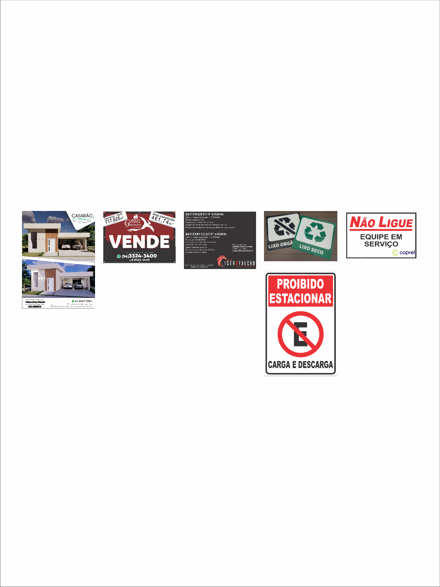 Placas de obra e sinalização